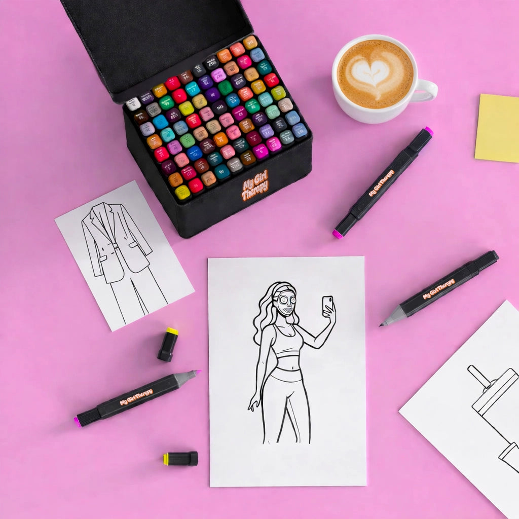 Acrylic markers being used on a girly coloring book page for smooth, no bleed coloring experience