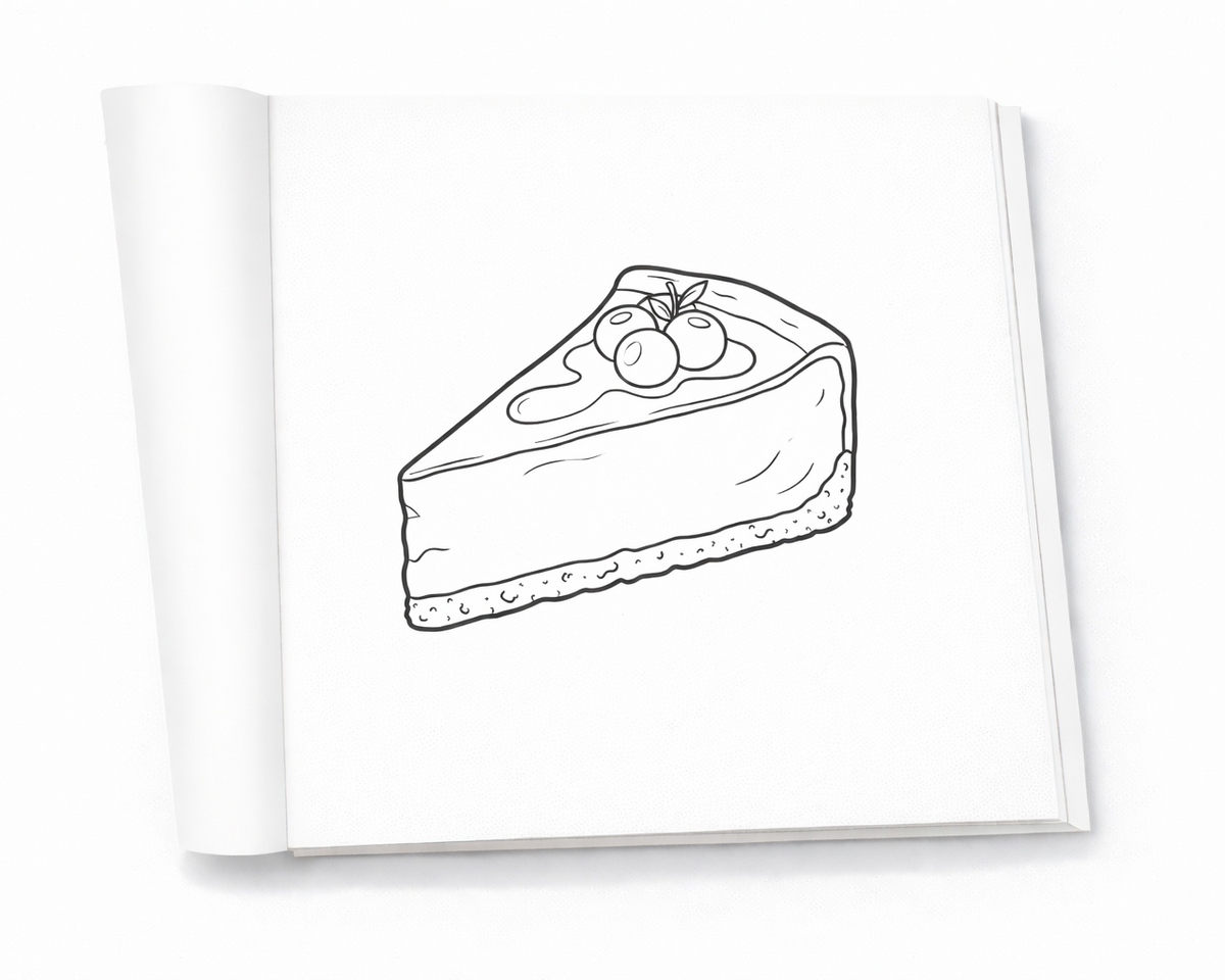 Interior view of food coloring book designed for relaxation and creativity