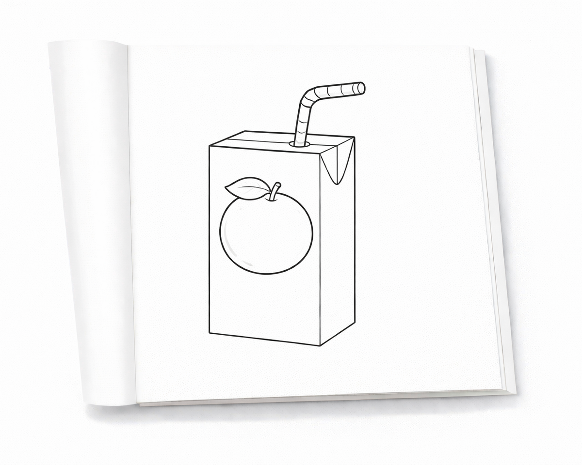 Open food coloring book pages featuring cute and relaxing food illustrations