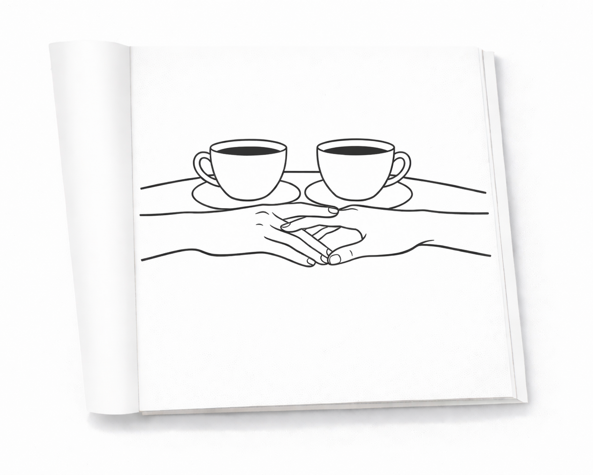 Inside view of love coloring book designed for relaxation and emotional calm