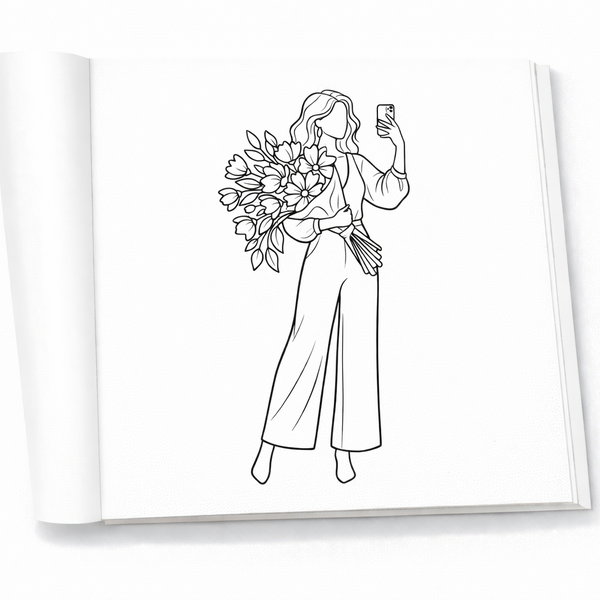 Open love themed coloring book pages with romantic and cozy illustrations