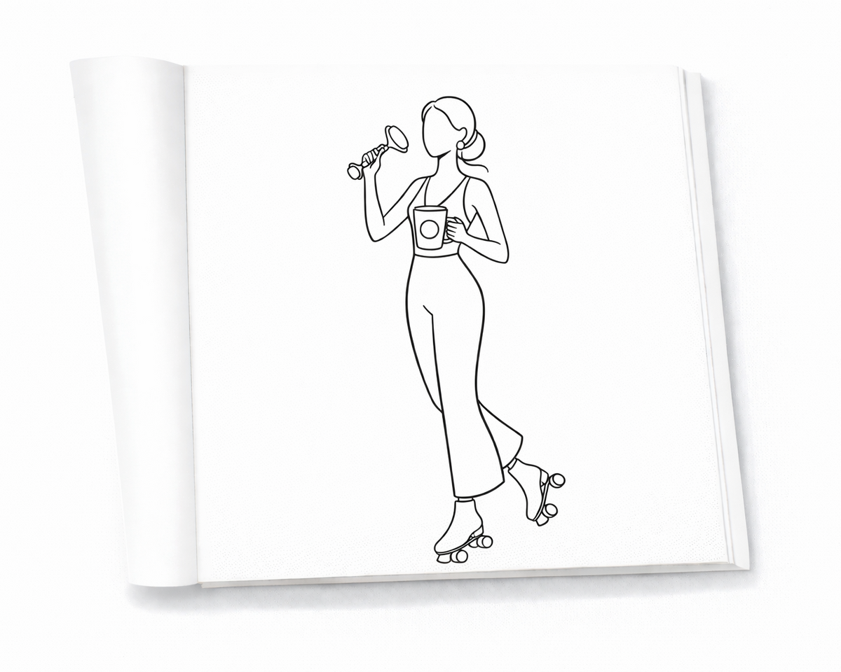 Interior view of self care coloring book with soothing and minimal designs