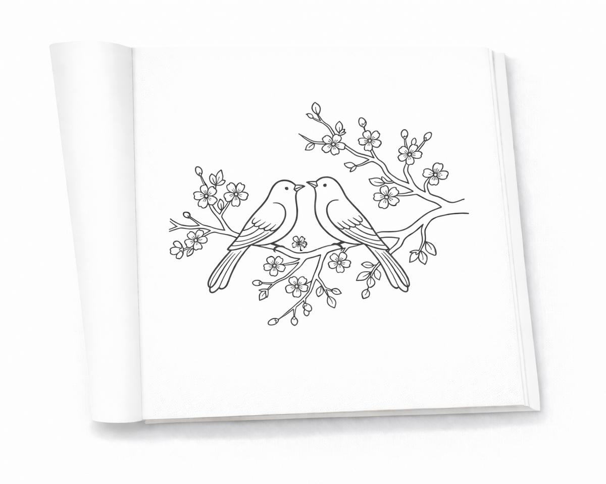 Preview of spring themed coloring book for light and relaxing coloring